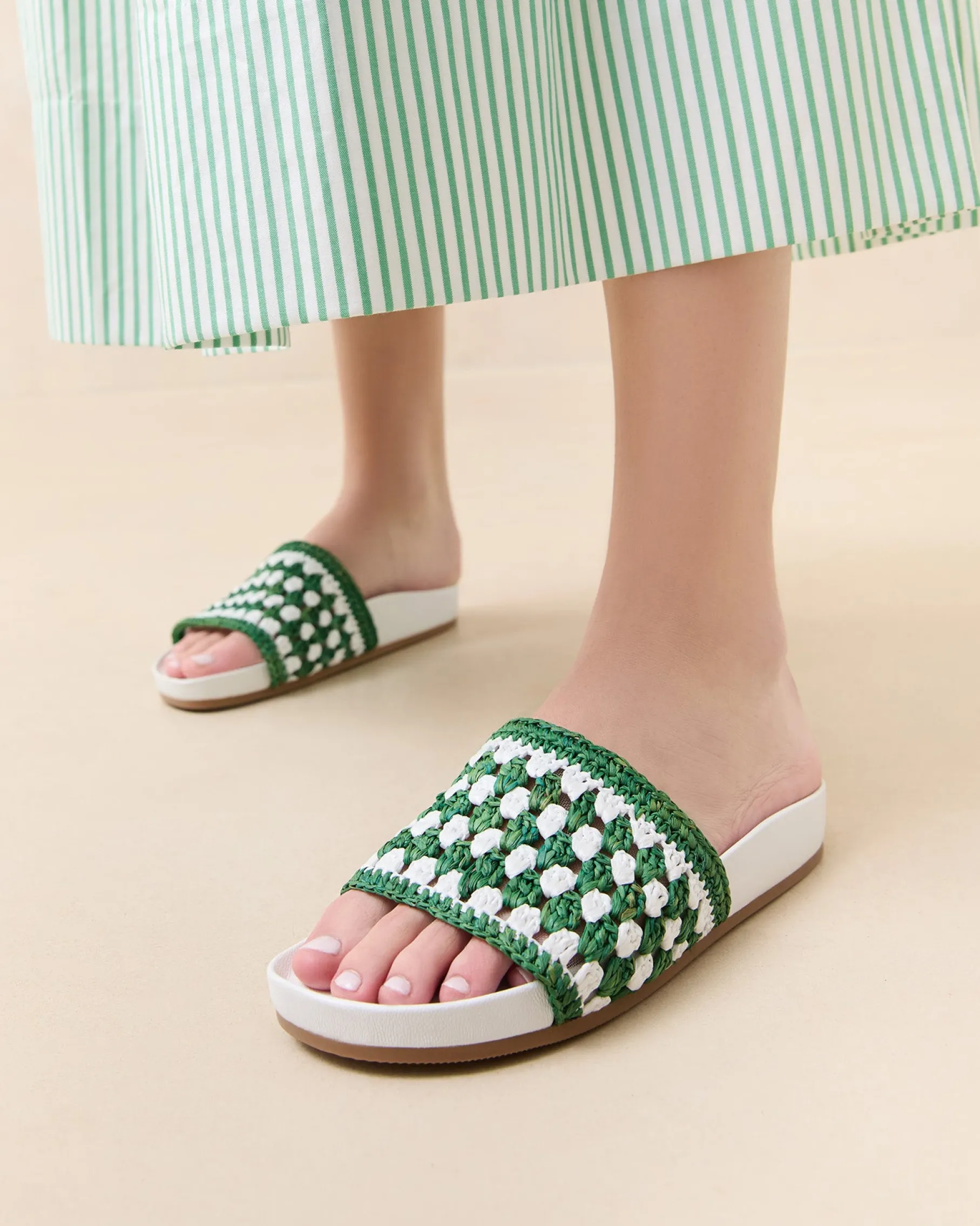 Henri Brown Crochet Leather Sandal