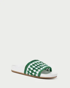 Henri Green/White Crochet Raffia Sandal