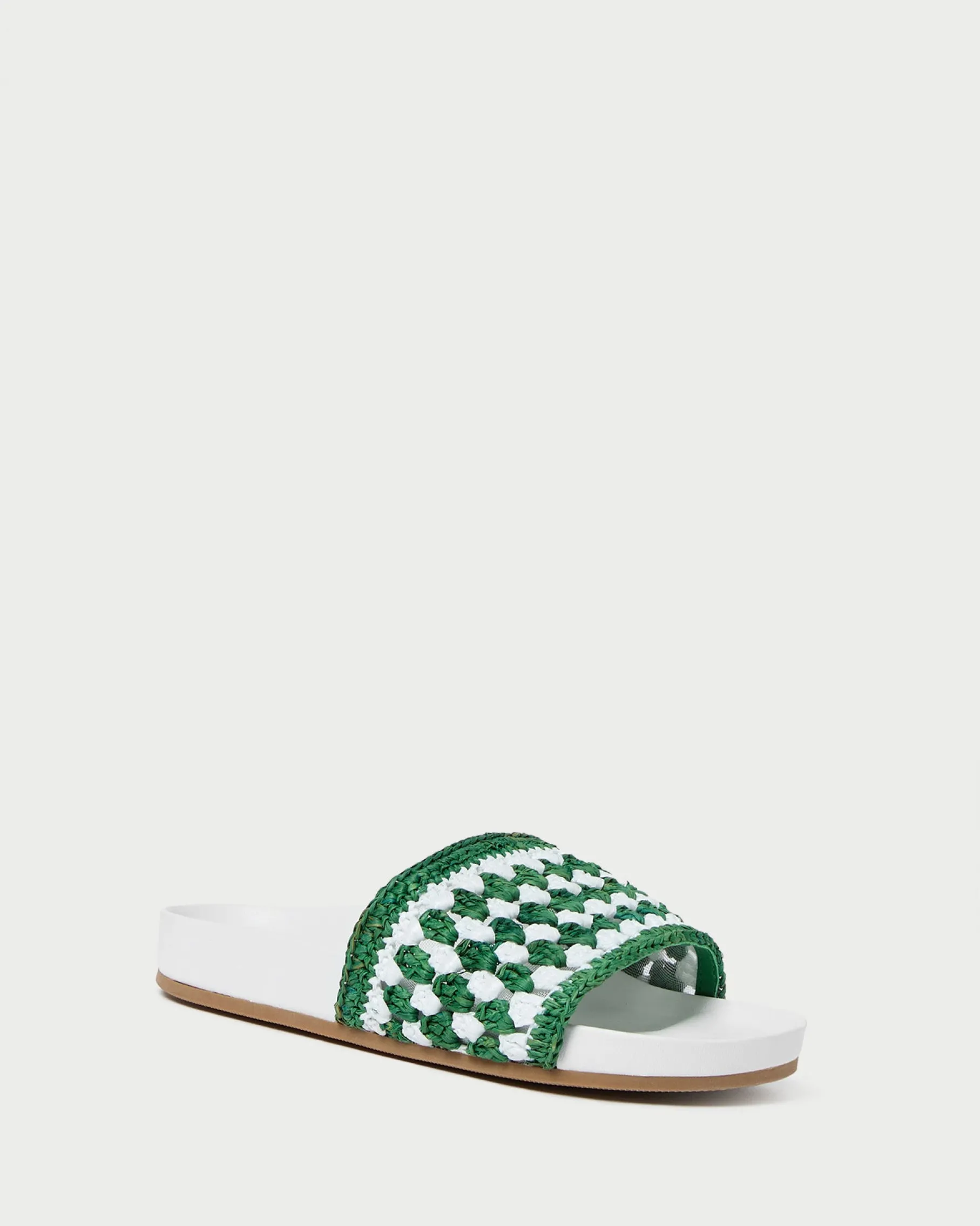Henri Green/White Crochet Raffia Sandal