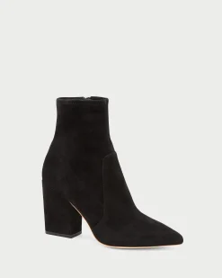 Isla Black Suede Slim Ankle Bootie