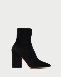 Isla Black Suede Slim Ankle Bootie