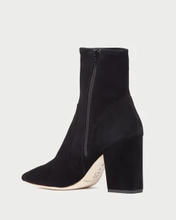 Isla Black Suede Slim Ankle Bootie