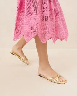 Izzie Gold Leather Knot Sandal