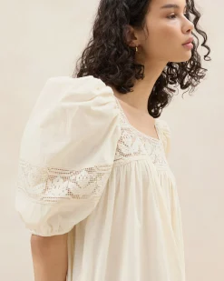 Jo Cream Puff-Sleeve Dress