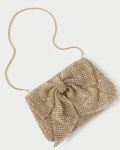 Jolene Gold Diamanté Bow Clutch