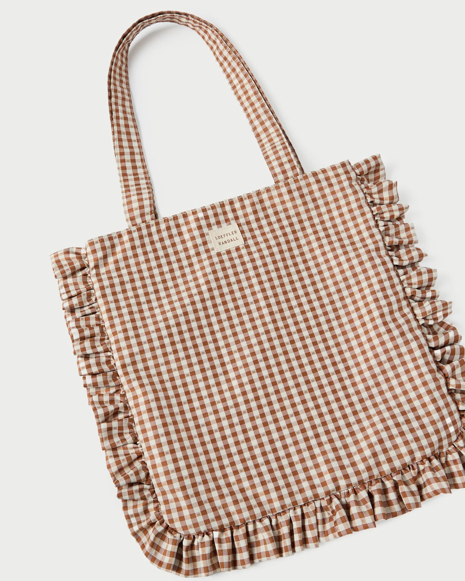 Justine Red Gingham Ruffle Tote