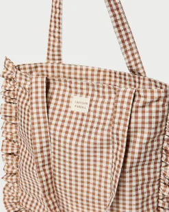 Justine Red Gingham Ruffle Tote