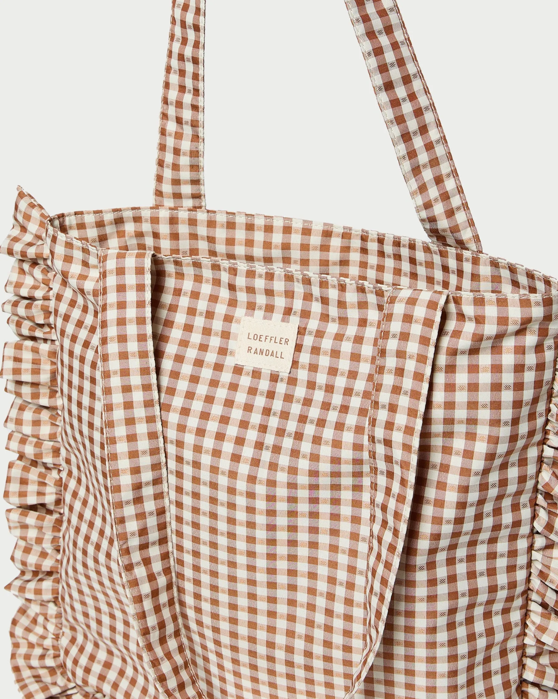 Justine Red Gingham Ruffle Tote
