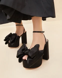Kiki Black Satin Platform Sandal