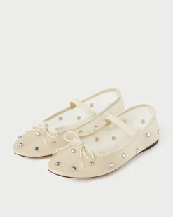 Leonie Cream/Crystal Ballet Flat