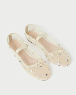 Leonie Cream/Crystal Ballet Flat