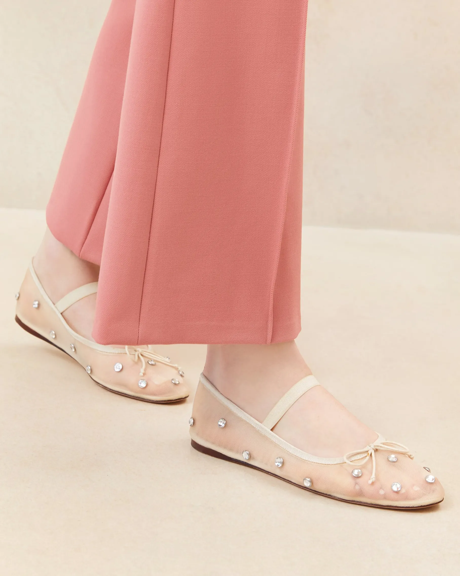 Leonie Cream/Crystal Ballet Flat
