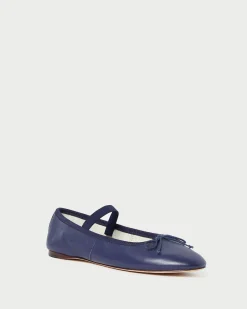Leonie Navy Leather Ballet Flat