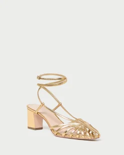 Livvy Gold Leather Heeled Sandal