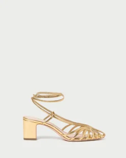 Livvy Gold Leather Heeled Sandal