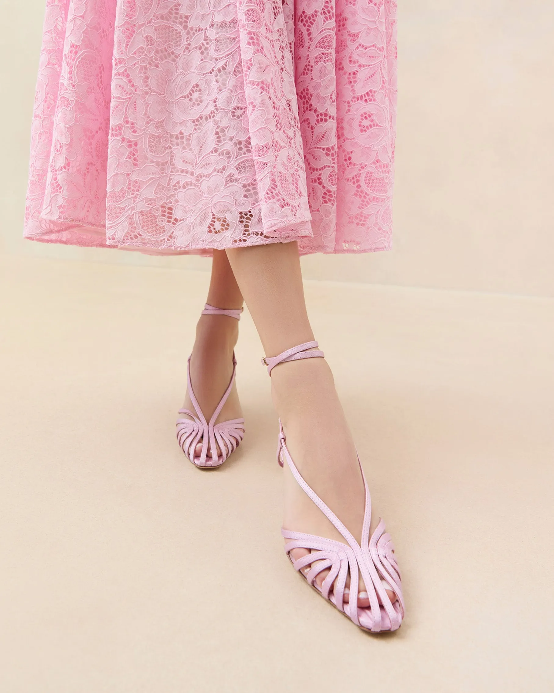 Livvy Pink Moiré Heeled Sandal