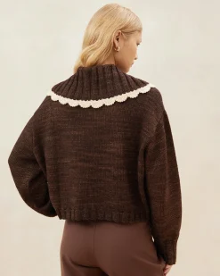 Lo Brown/Cream Collared Cardigan