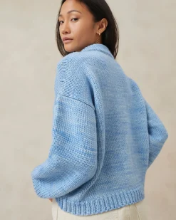 Maddie Blue Mock Neck Cardigan