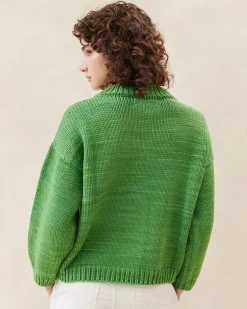 Maddie Sapphire Mock Neck Cardigan