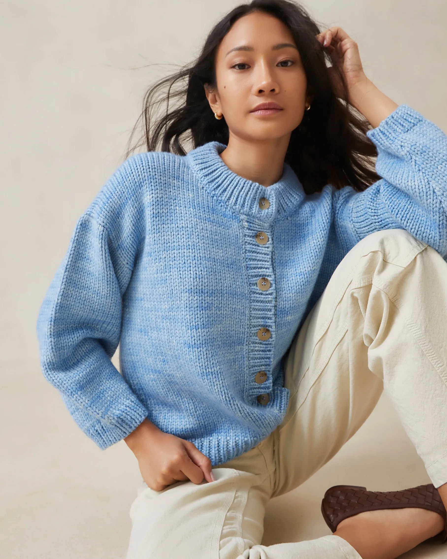 Maddie Sapphire Mock Neck Cardigan