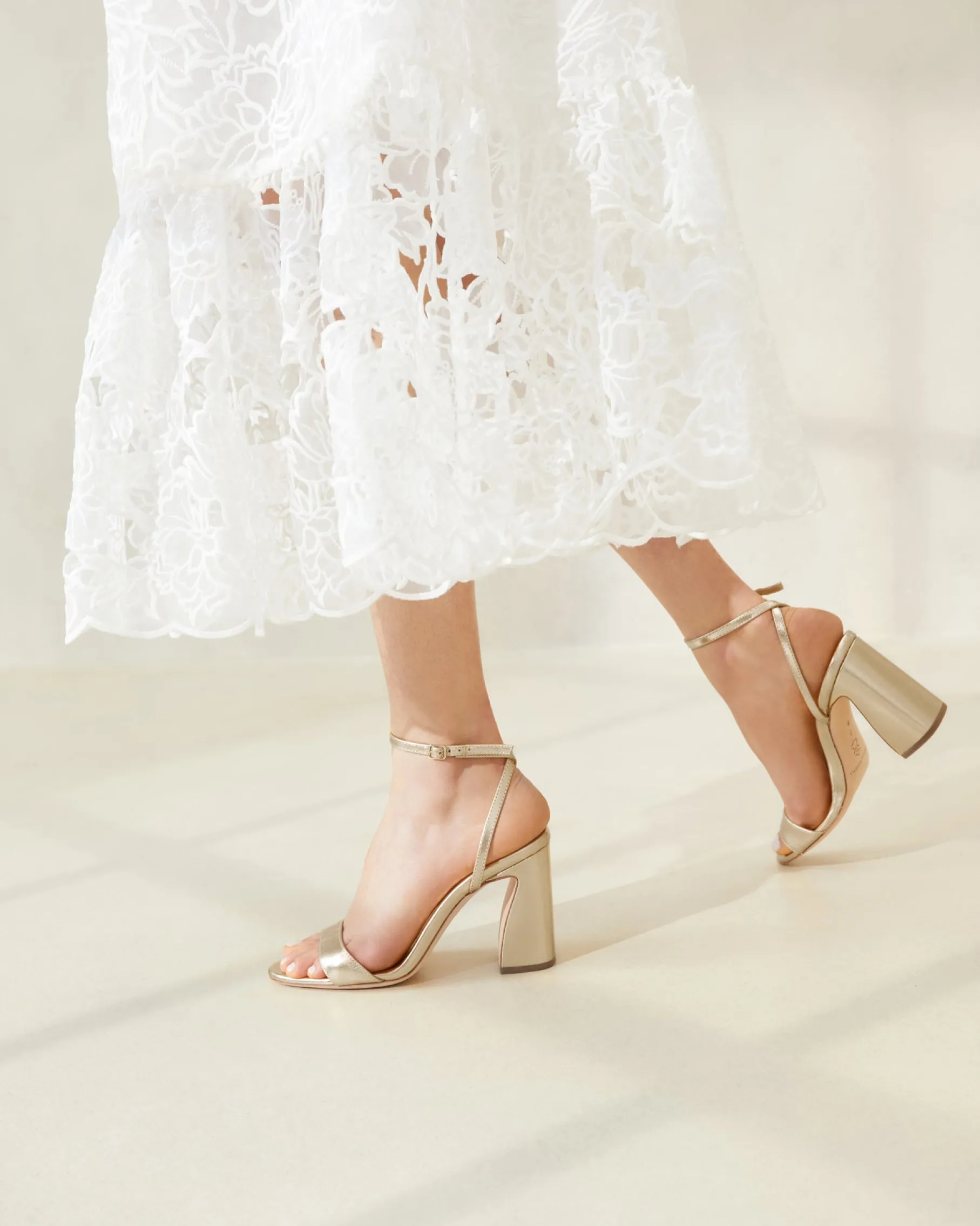 Malia Champagne Curved-Heel Sandal