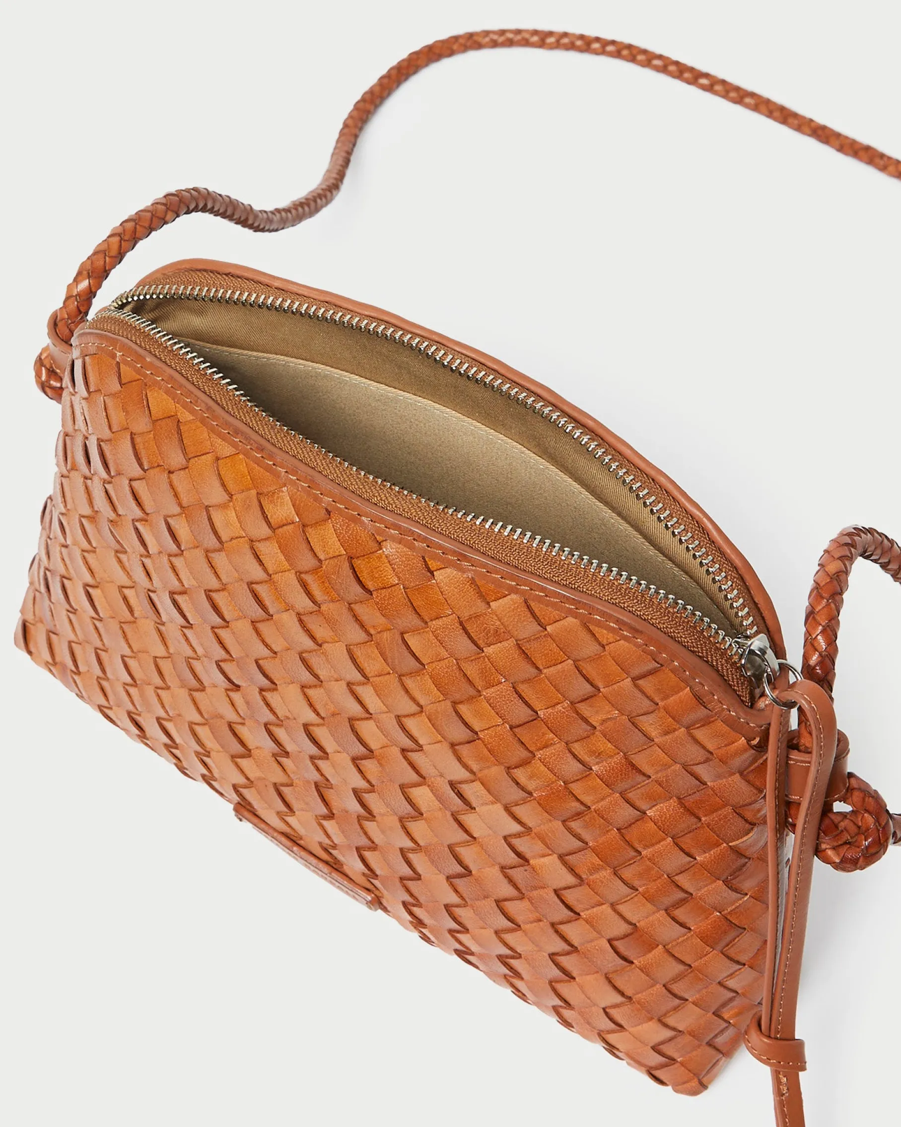 Mallory Timber Brown Woven Crossbody