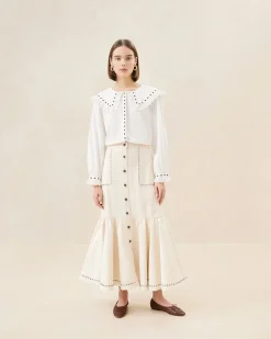 Mateo Natural Button-Front Skirt