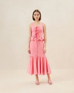 Mateo Watermelon Button-Front Skirt