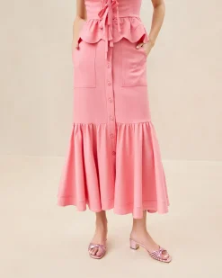Mateo Watermelon Button-Front Skirt
