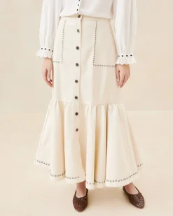 Mateo Watermelon Button-Front Skirt