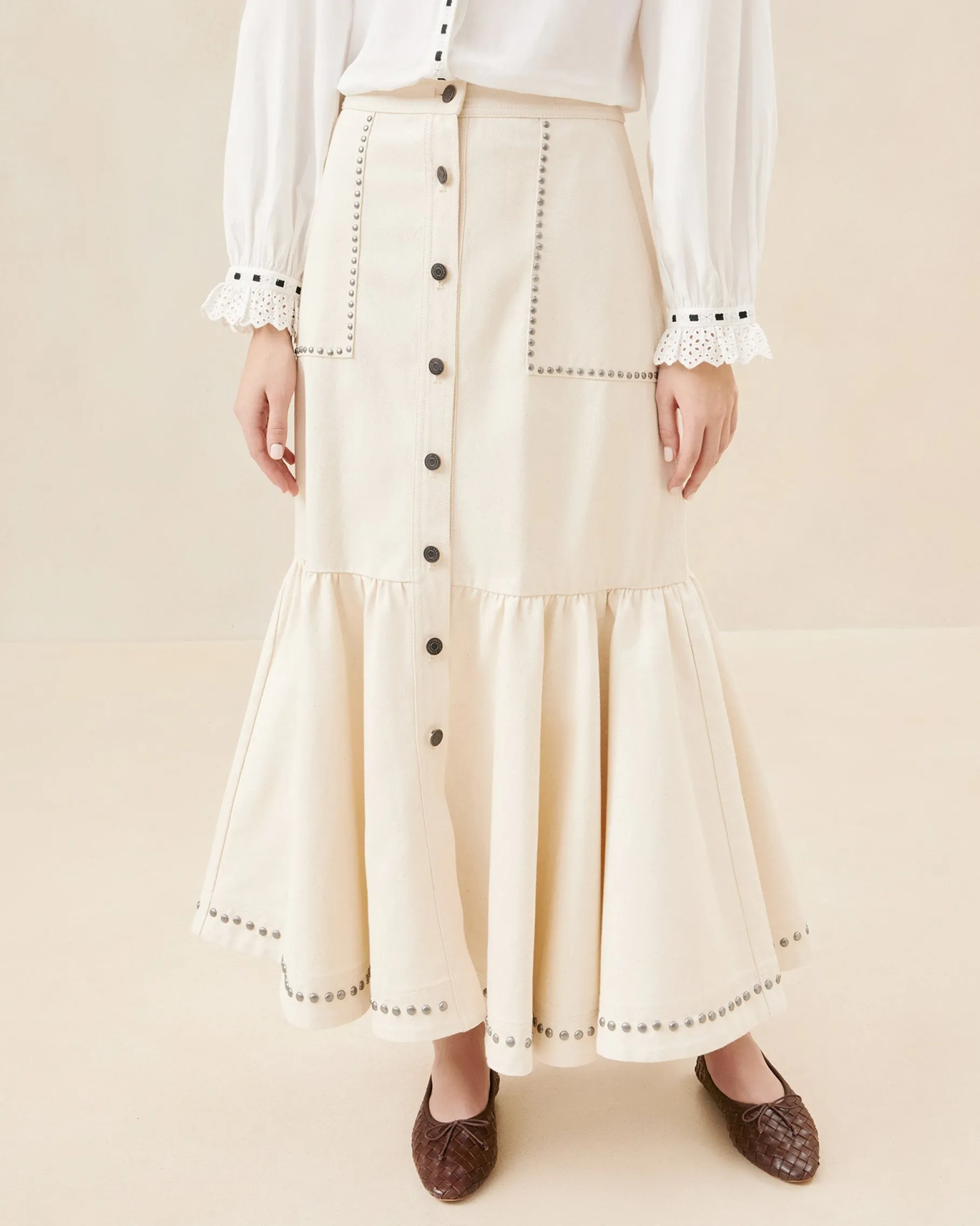 Mateo Watermelon Button-Front Skirt