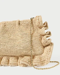 Mavis Natural Raffia Ruffle Clutch