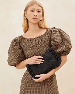 Mavis Natural Raffia Ruffle Clutch