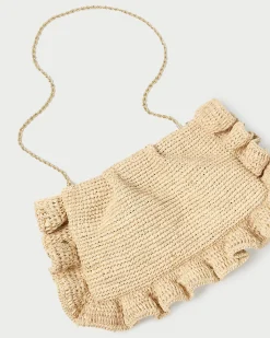 Mavis Natural Raffia Ruffle Clutch