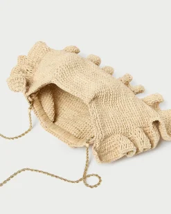 Mavis Vanilla Moiré Ruffle Clutch