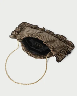 Mavis Vanilla Moiré Ruffle Clutch