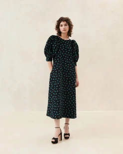 Maxwell Black Floral Corduroy Dress