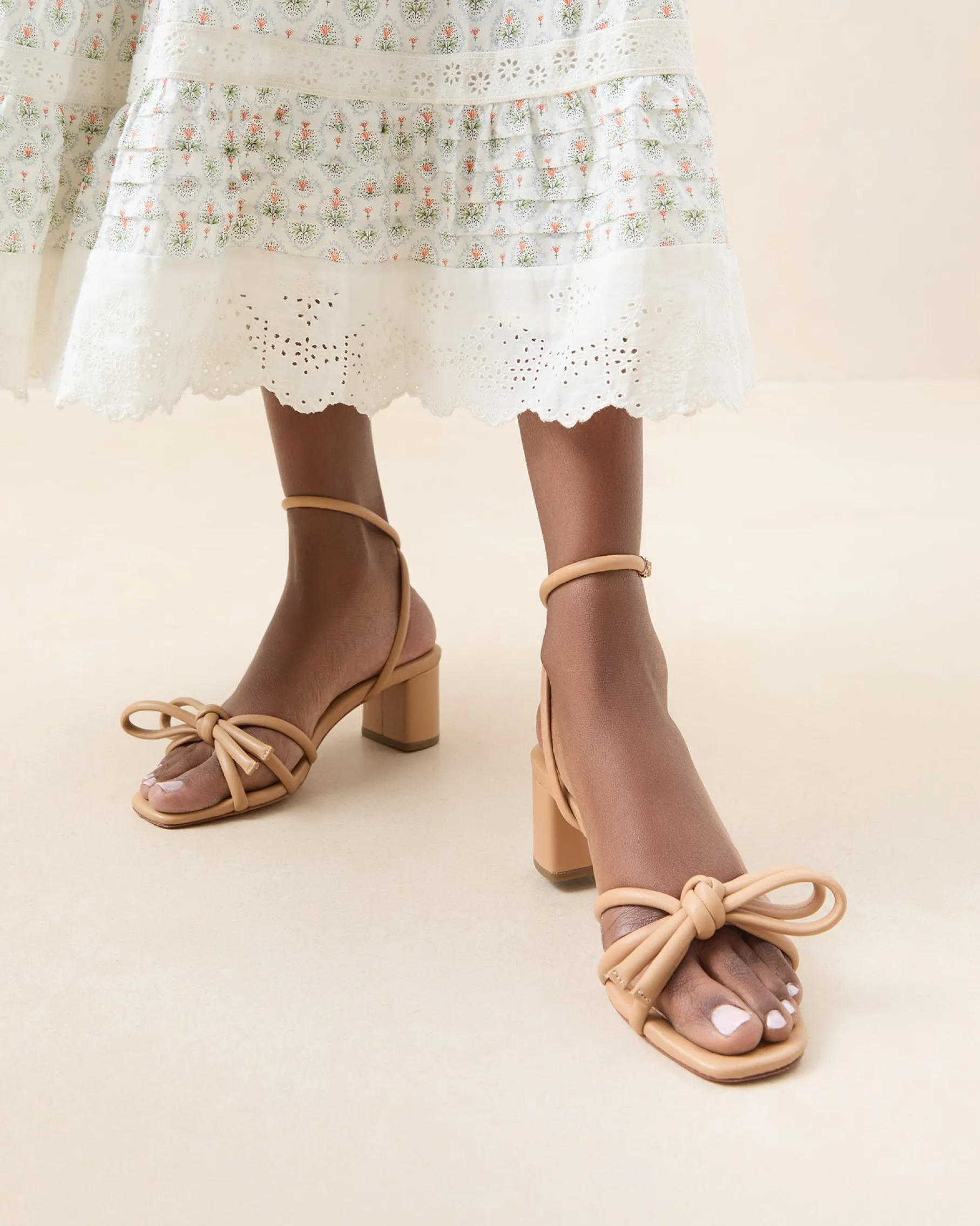 Mikel Blue Bow Mid-Heel Sandal