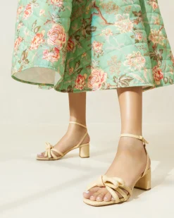Mikel Blue Bow Mid-Heel Sandal