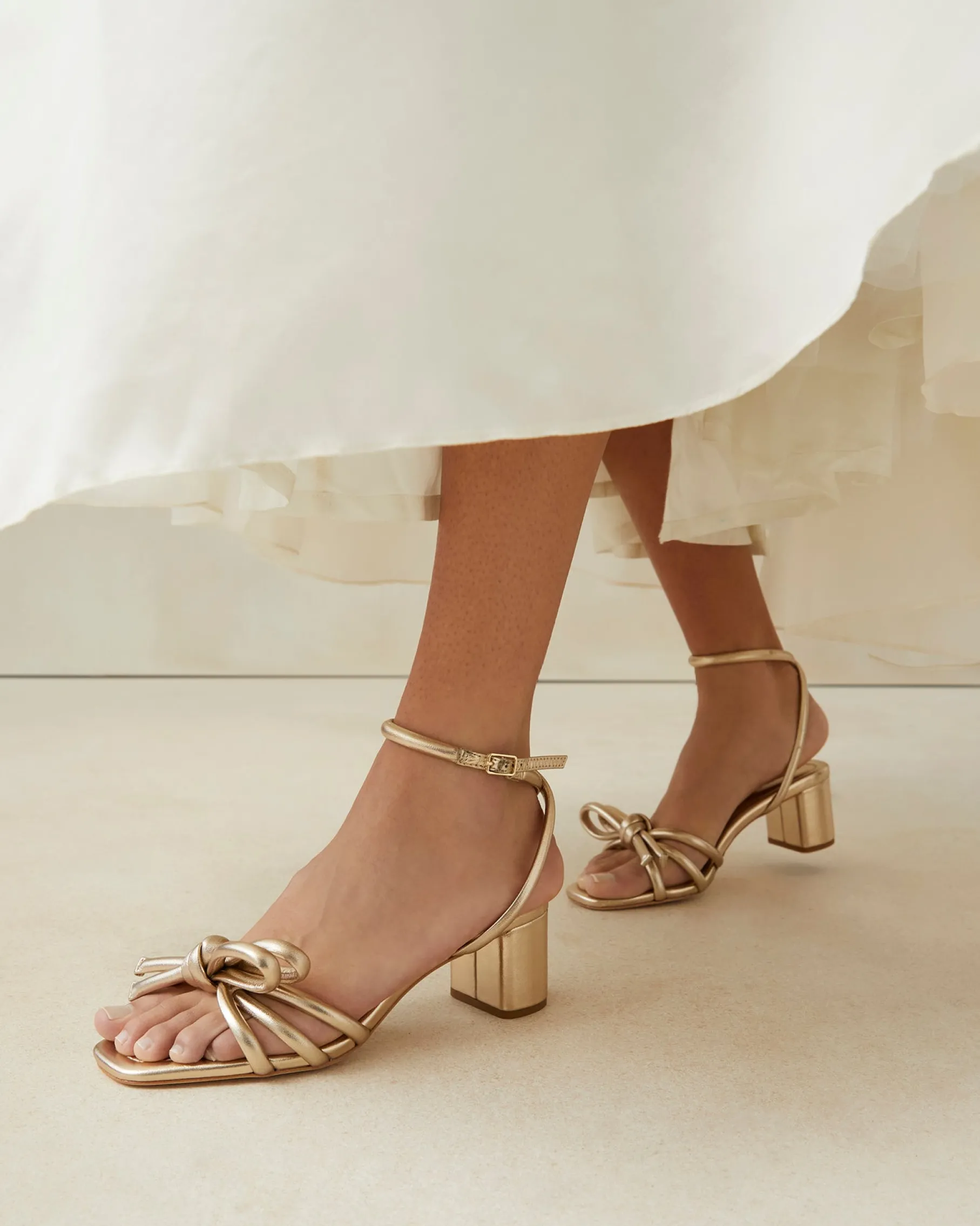 Mikel Blue Bow Mid-Heel Sandal