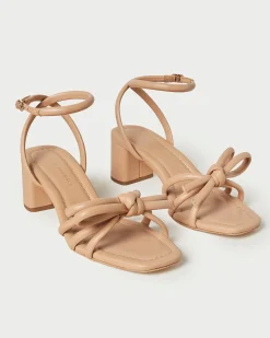Mikel Champagne Bow Mid-Heel Sandal