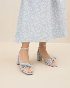Mikel Natural Bow Mid-Heel Sandal