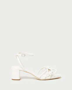 Mikel White Bow Mid-Heel Sandal