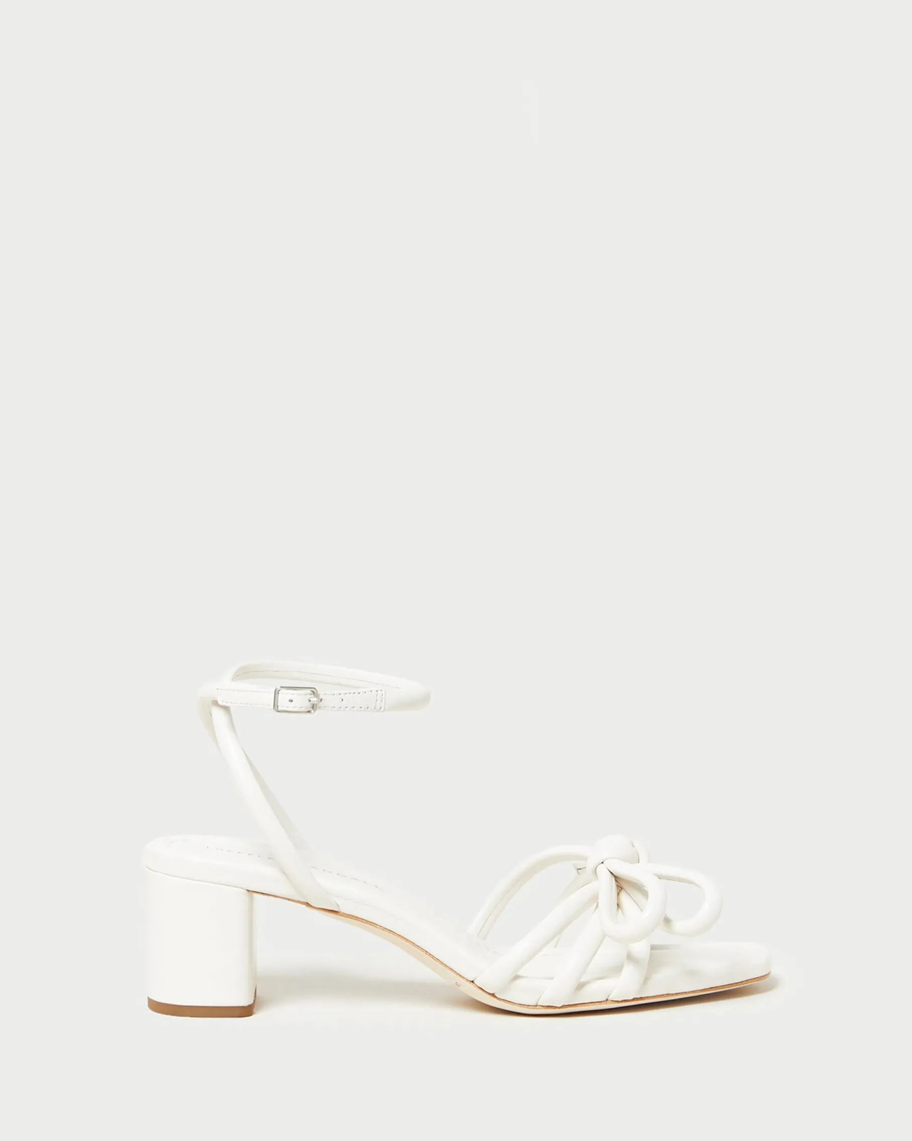 Mikel White Bow Mid-Heel Sandal