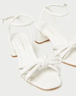 Mikel White Bow Mid-Heel Sandal