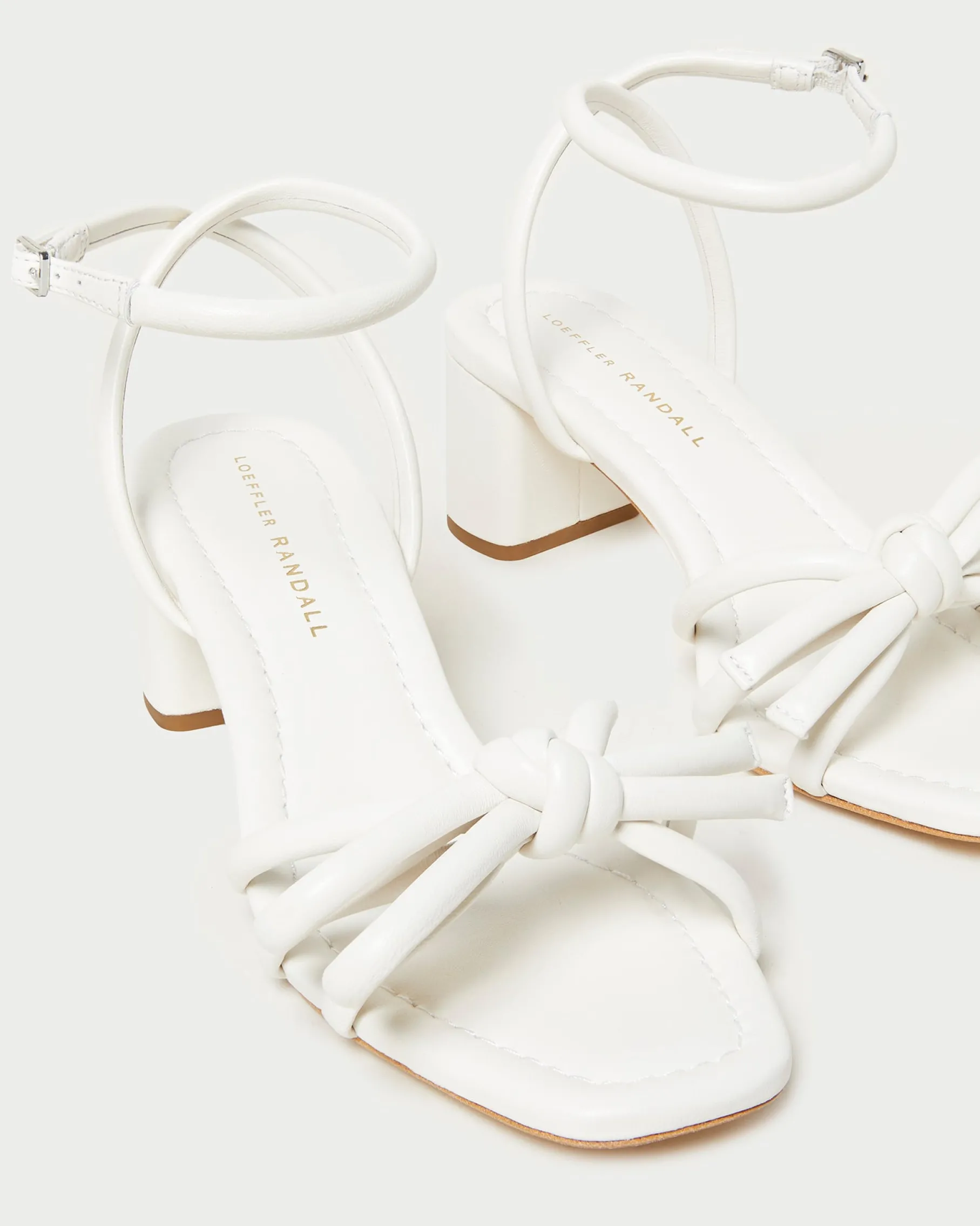 Mikel White Bow Mid-Heel Sandal
