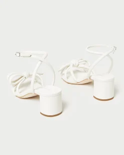 Mikel White Bow Mid-Heel Sandal