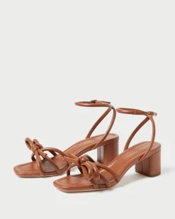 Mikel White Bow Mid-Heel Sandal