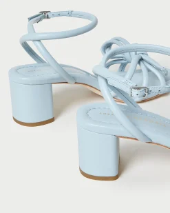 Mikel White Bow Mid-Heel Sandal
