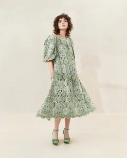 Mimi Blue Puff-Sleeve Dress